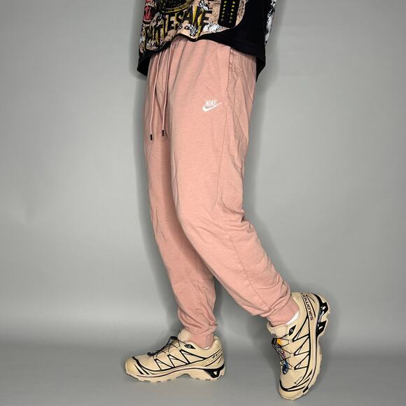 Nike Sweatpants Pink Cotton Joggers White Swoosh